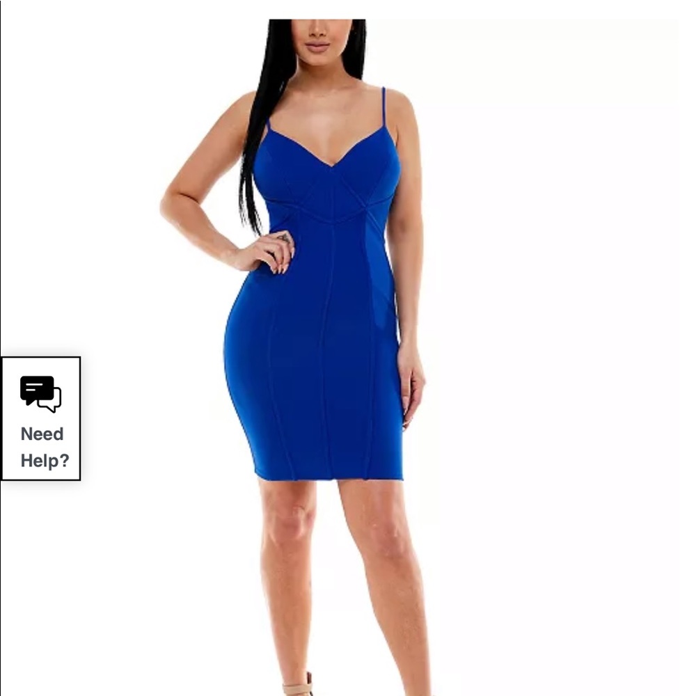 Blue Seamed Bodycon Dress XS